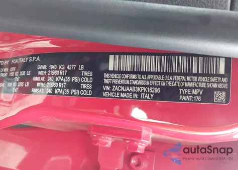 2019 Jeep Renegade Sport Fwd z USA, uszkodzony, nr VIN ZACNJAAB3KPK16296